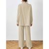 Women 2 Piece Casual Set Button Up Shirt And Elastic Waist Wide Leg Pants