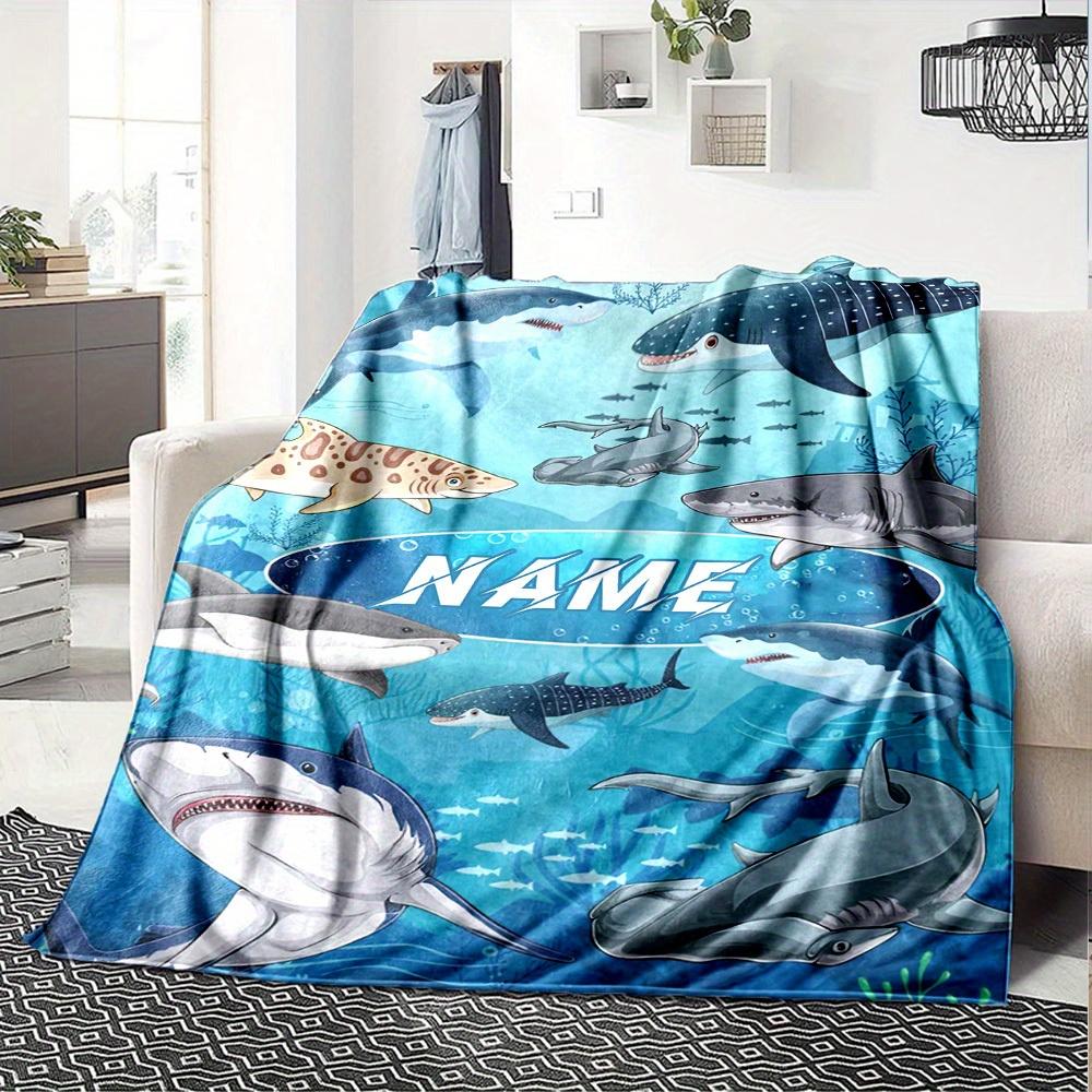 Sharks Home Customize Your Name Blankets Comfortable Soft Lightweight Allseason Multipurpose Blanket For Picnics Sofas Offices Beds Living Rooms
