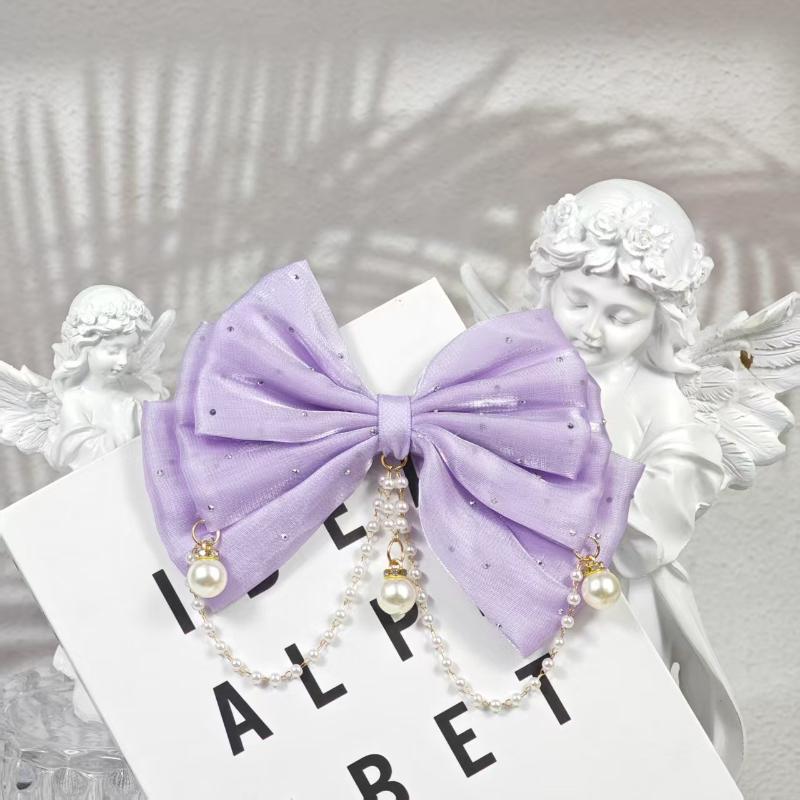 

[ZYAS]Cute Princess Bow Hairpin Imitation Pearl Tassel Bowknot Hair Clips Fairy Tale Headwear For Girls Hair Accessories Gifts