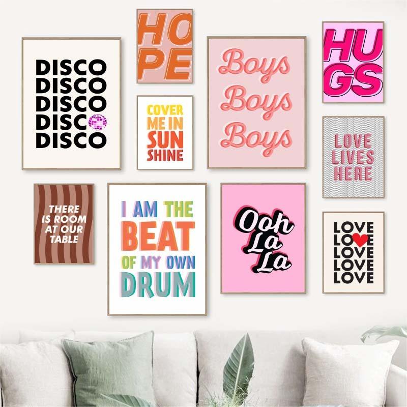 Funny Quote Art Pink Poster Girl Power Love Quote Canvas Posters and Prints Printing Wall Art Picture for Living Room Decor