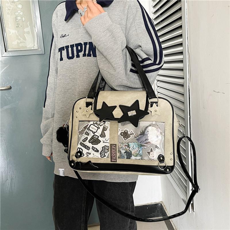Y2K Star Itabag Lolita Transparent Pocket Crossbody Bag Women DIY Display Shoulder Handbag