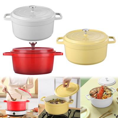 Home Kitchen Enamel Stock Pot Enameled Cast Aluminum Dutch Oven with Lid Mini Cast Aluminum Pot Casserole Home Kitchen Utensils