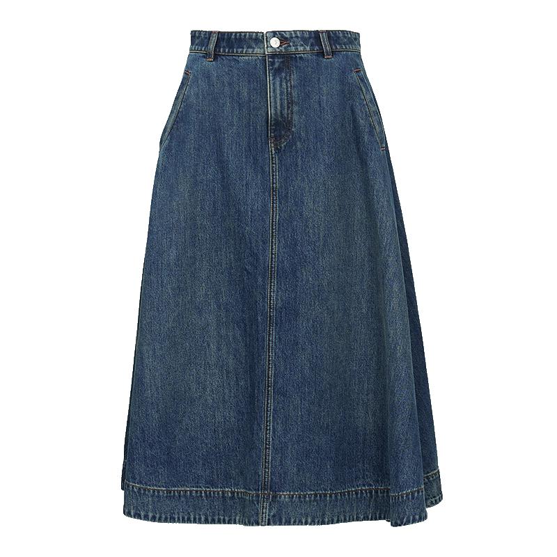 VEROMODA 2026 Autumn Retro Washed High-Waist Denim A-Line Skirt M