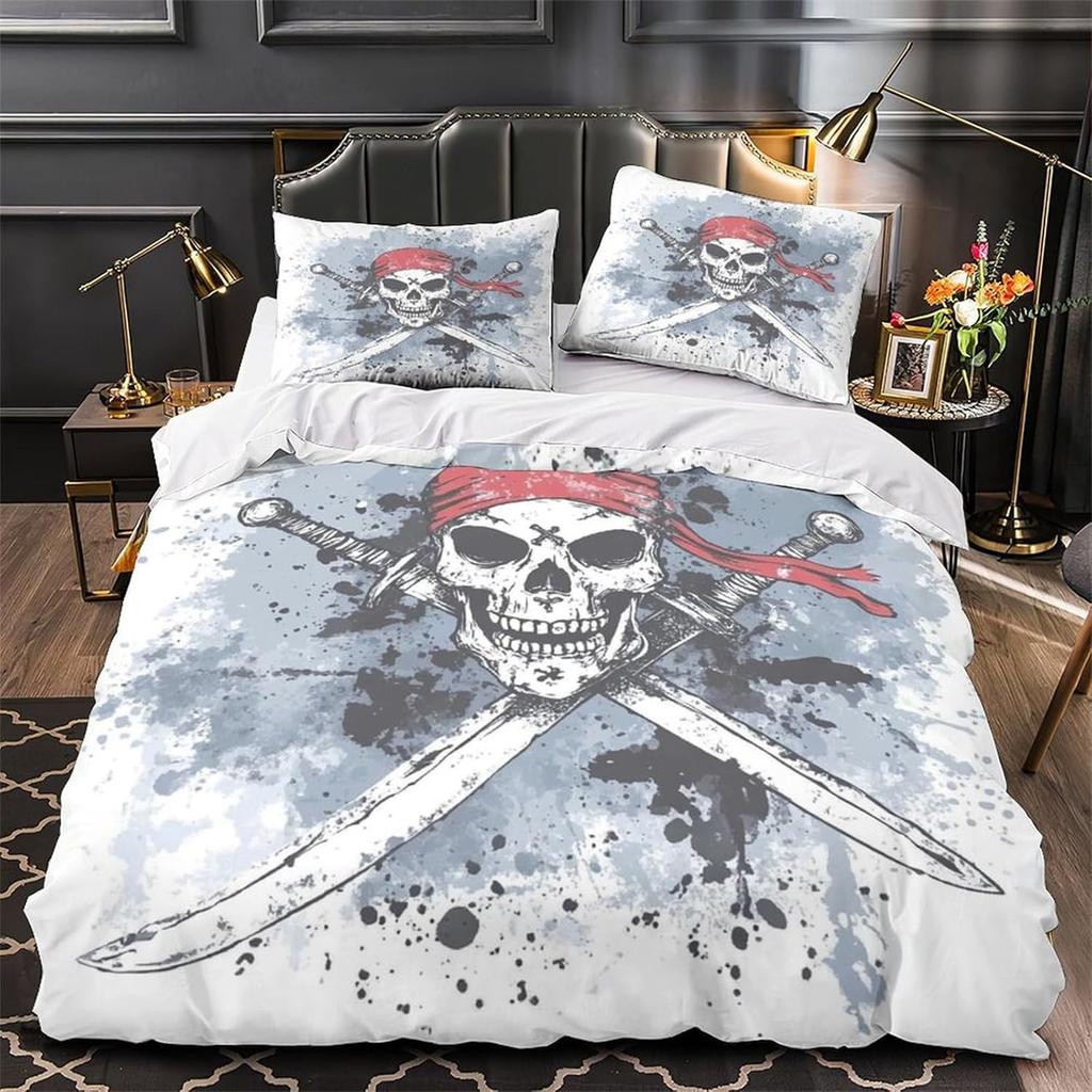 Pirates Movie Duvet Cover Set, Comforter Set Bedding Set With Zipper Ties And Pillowcases For Teens And Adults Bedroom Decor