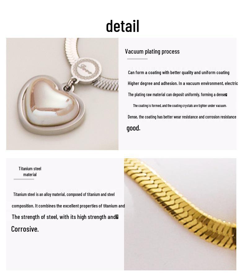 Heart Pendant Titanium Steel Necklace - Clavicle Chain with Light Luxury Peach Heart Design
