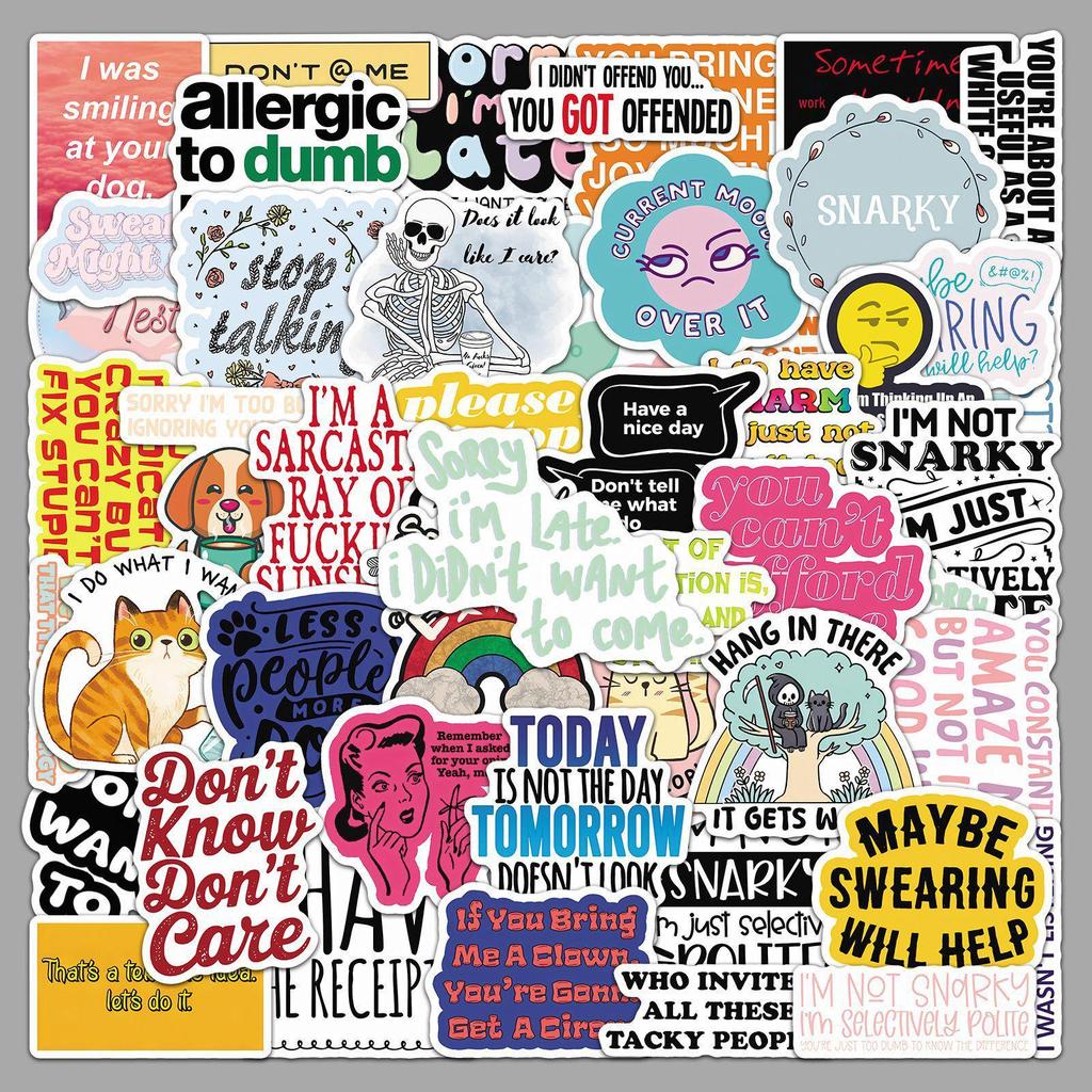 50 Snarky Meme Graffiti Stickers for Water Bottles, Suitcases, and Stationery Decoration.