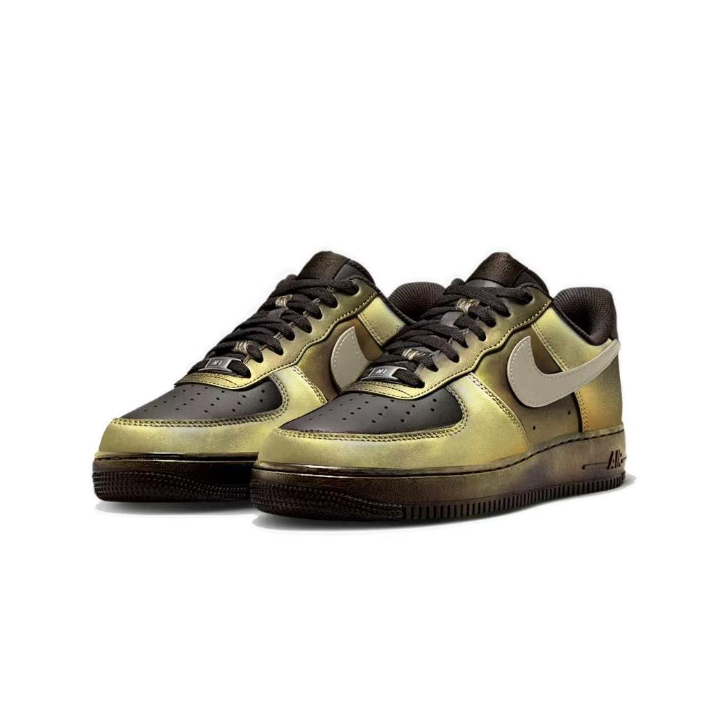 Nike Scarpe da Skateboard Nike Air Force 1 in Pelle Resistente all'Abrasione Basse da Uomo Marrone IH1698-200(Team2413-)
