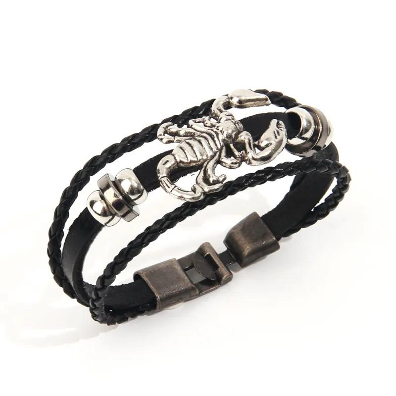 Scorpion Dark Retro Leather Bracelet Simple Scorpion Multi-layered Cowhide Punk Bracelet