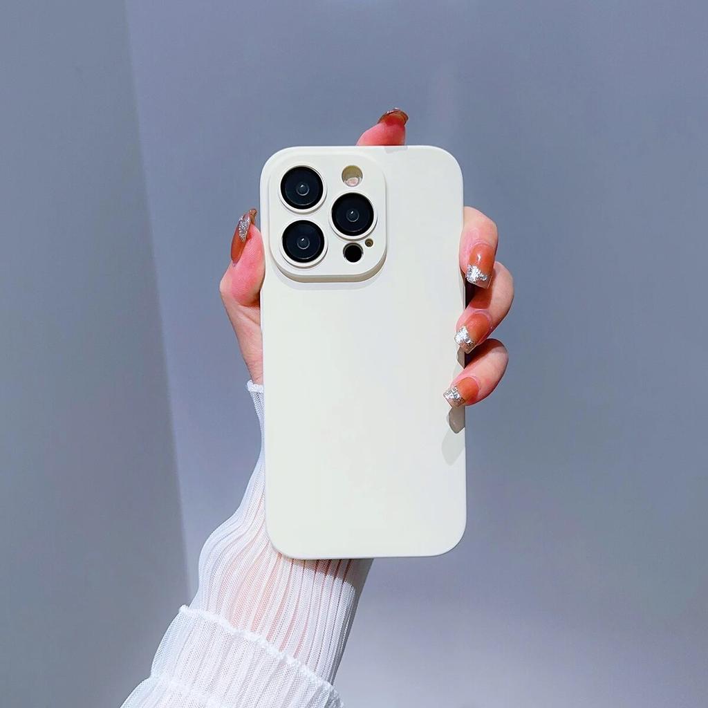 Simple Candy Color Hard Back Covers For iPhone 15 14 13 12 11 Pro Max Plus Shockproof Lens Protection Full Coverage Phone Cases