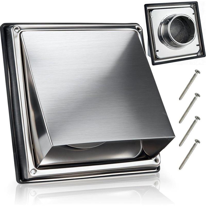 Versatile Stainless Steel Exterior Wall, 4 Inch For Dryer Vent Cover 45° Rain Shield In Silver- For Dryer Duct And RV