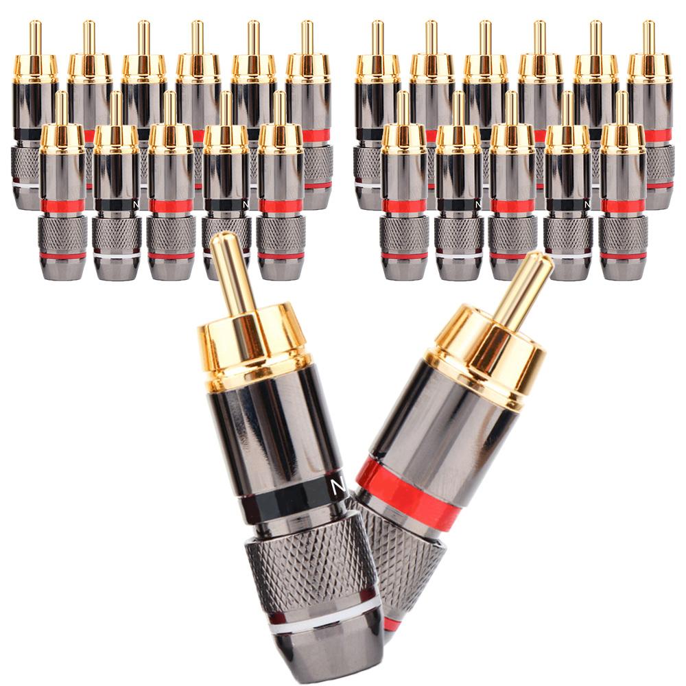 Musical Sound 2/8/24PCS RCA Connector Plug HiFi 24K Gold Plated RCA Connector Jack Adapter for 6mm Audio And Video Speaker CableGood Product