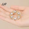 Golden Plated Alloy Brooch Women Rhinestone Hollow Wreath Brooch Dainty Decorative Badge Round Pin Pin Sweater Cardigan Coat Dress Jewelry