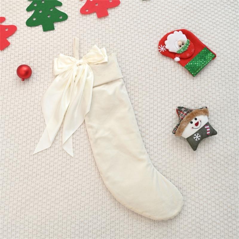 Christmas Tree Ornament Bows Christmas Stockings Gift Bag Christmas Hanging Socks For Fireplaces Door Decoration