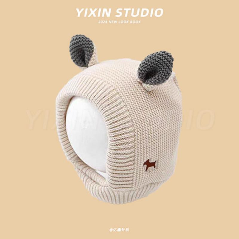 Autumn and Winter Boys and Girls Children's Hats Baby Hats Cute Cartoon Bears Plush Hats Thermal Hats Ear Protectors Knitted Hats