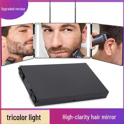 Adjustable Foldable LED Three-Sided Salon Mirror for Haircuts