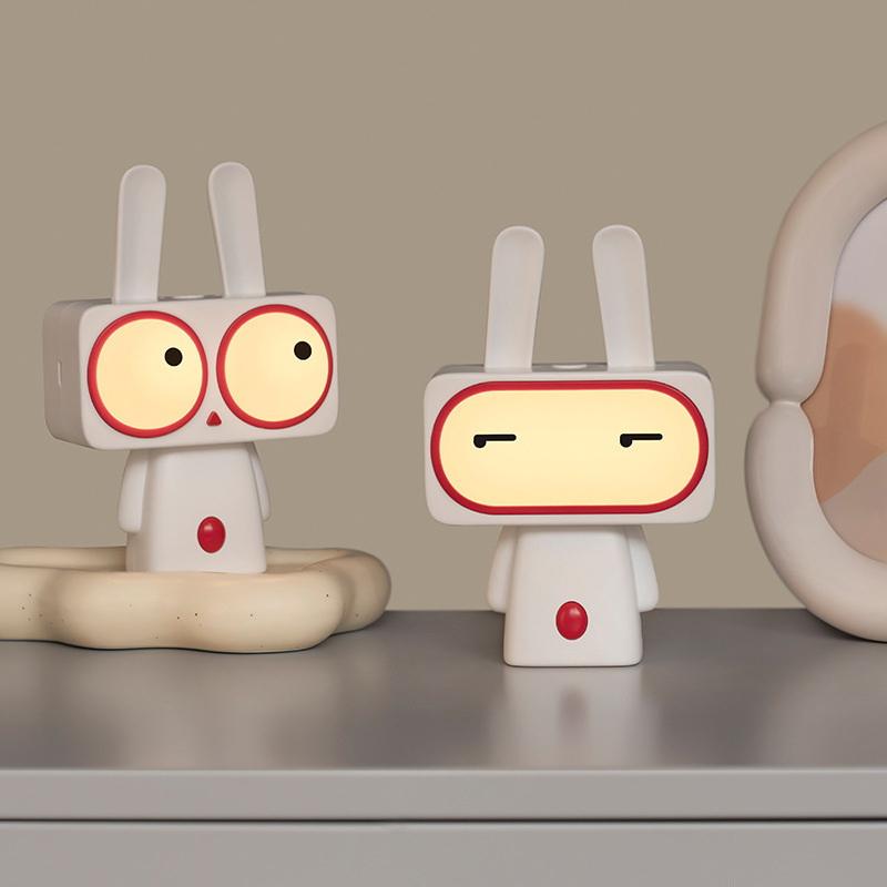 Kreativitet Bobby Rabbit Nattlampe USB Oppladbar Søt Tegneserie Stemningslampe For Soverom Skrivebord Nattbord Med Timer
