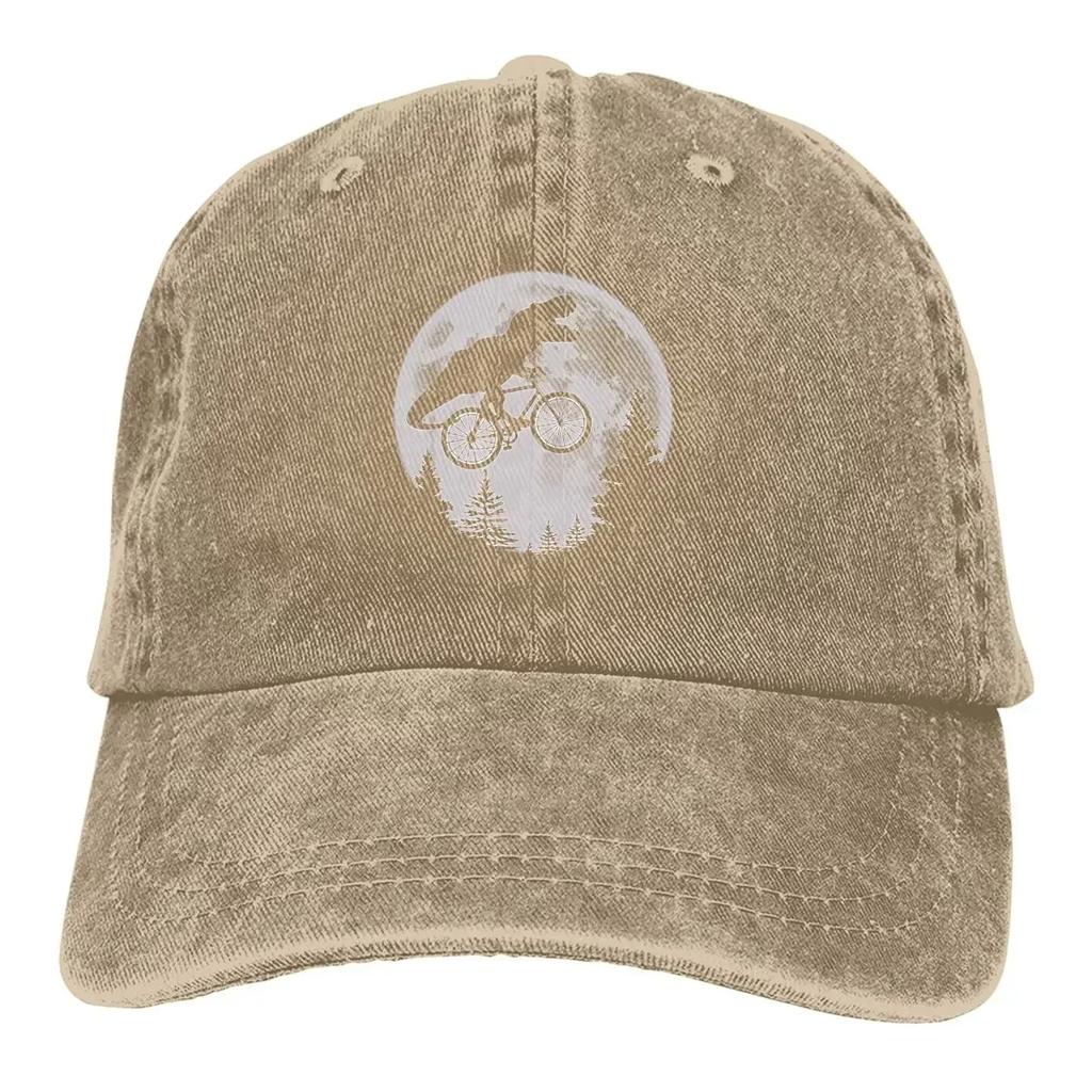 Washed Unisex's Baseball Cap T-Rex Dinosaur Riding Bicycle Trucker Snapback Caps Dad Hat Cycling MTB Biking Golf Hats