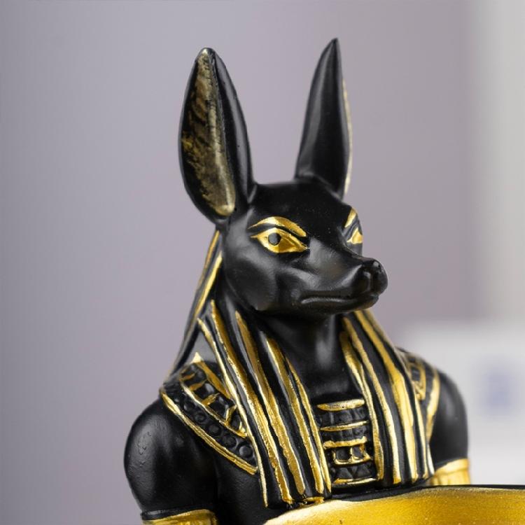 Anubis Statue with Bowl Egyptian God Figurine Resin Ancient Egypt Decors Home Office Mythological Collectible Sculpture