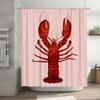 Red Lobster-themed 3D printed shower curtain for bathroom decor waterproof fabric with rod hooks included (Light Pink)