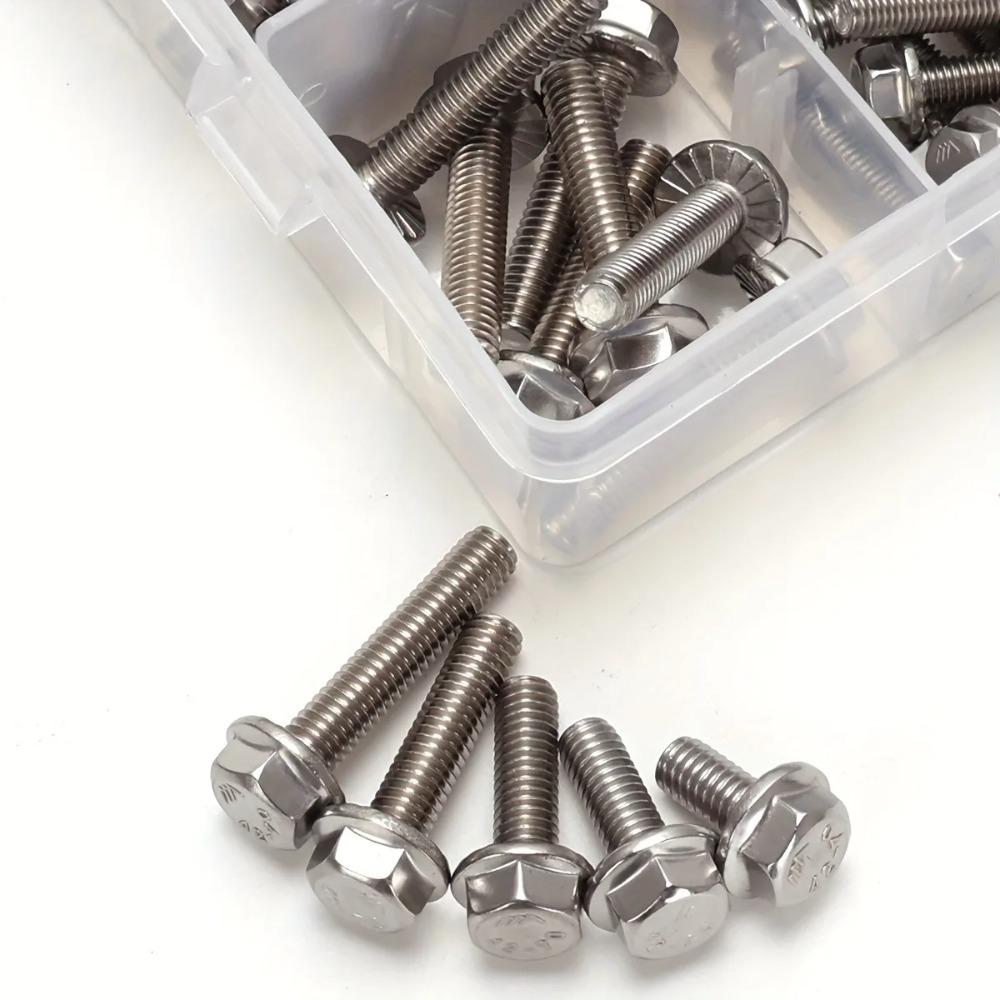 132-piece stainless steel hexagonal flange bolt and nut set, M5/M6/M8, length 10-35mm