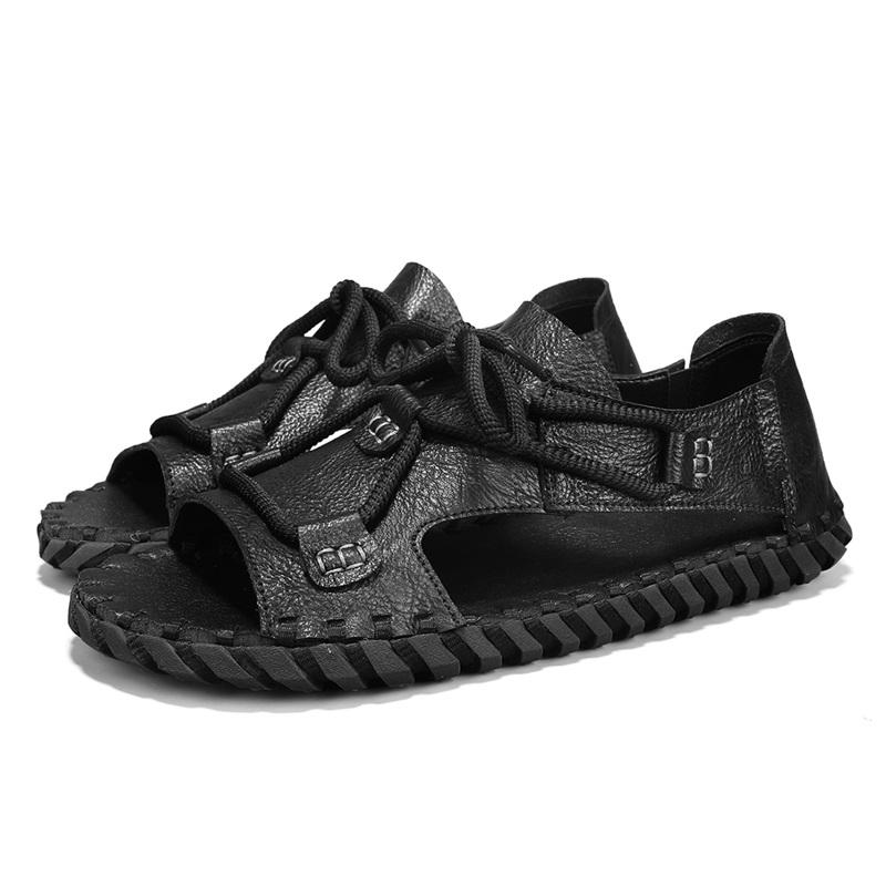 Fashion New handmade sandals Comfortable quality style Outdoor leisure streets and beaches Walking Classic black shoes Flat bottomed