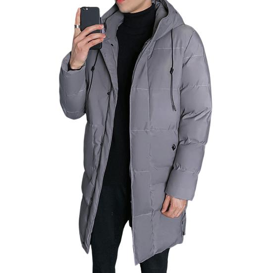 Men Cotton Coat Hooded Drawstring Long Sleeve Full Zipper Closure Cotton Jacket