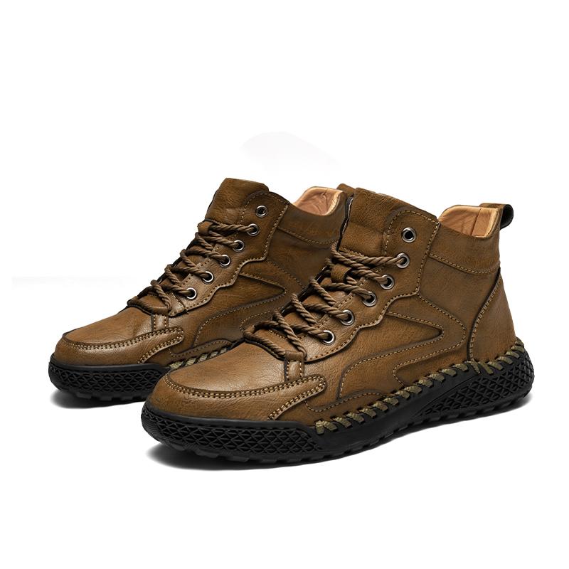 Fashion High Quality Men Fashion Casual Leather Round Toe Ankle Boots British Style Winter Outdoor Short Boots Large Size Oxfords Shoes