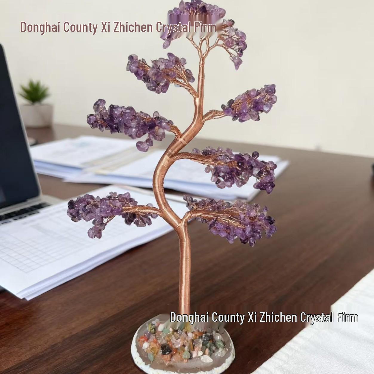 

Large Natural Crystal Pine Tree for Wealth Attraction - Handmade Craft Gift for Living Room or Office Decoration