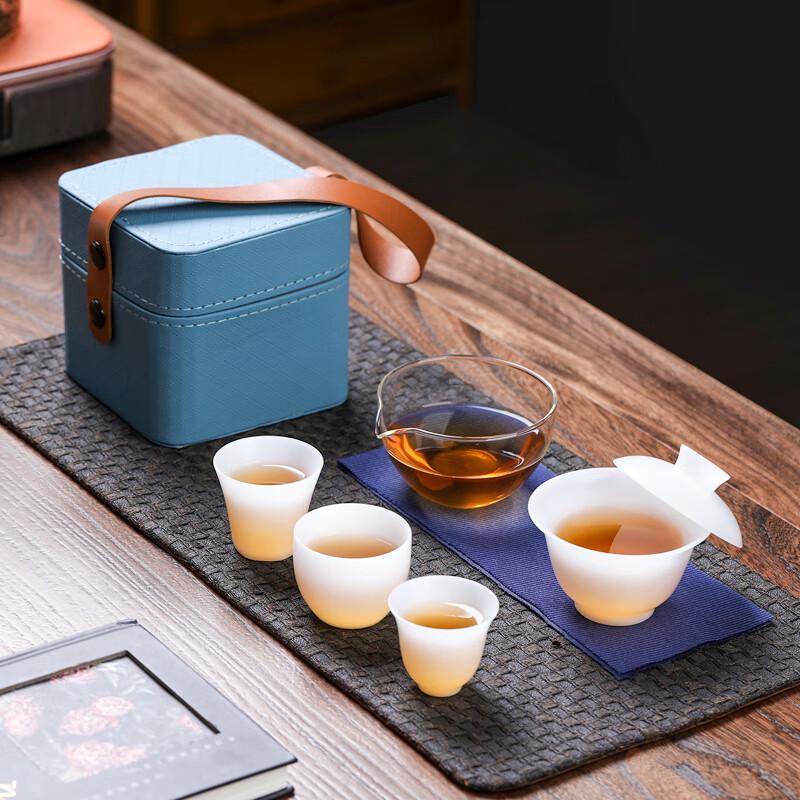 

Glint White Porcelain Portable Kung Fu Tea Set