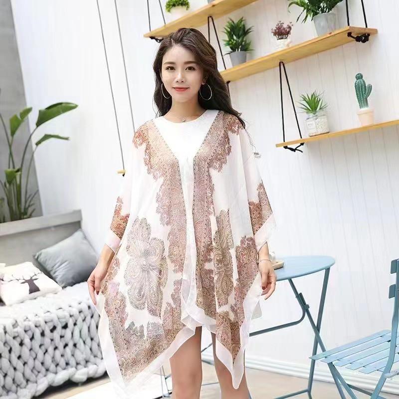 Womens Lightweight Floral Print Sun Protection Scarf Shawl Cycling Driving Beach UV Shield