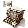 Quebra-cabeça de Máquina de Escrever de Madeira 3D ROKR – Kit de Modelo Mecânico Preto e Dourado, Brinquedo DIY, Decoração Vintage, Presente Colecionável para Adultos