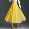 Jarní a podzimní dámská sukně Swing Nafouklá sukně ke kotníkům Vysoký pas Úzká víla s ohlávkou Síťová příze Sukně A-line