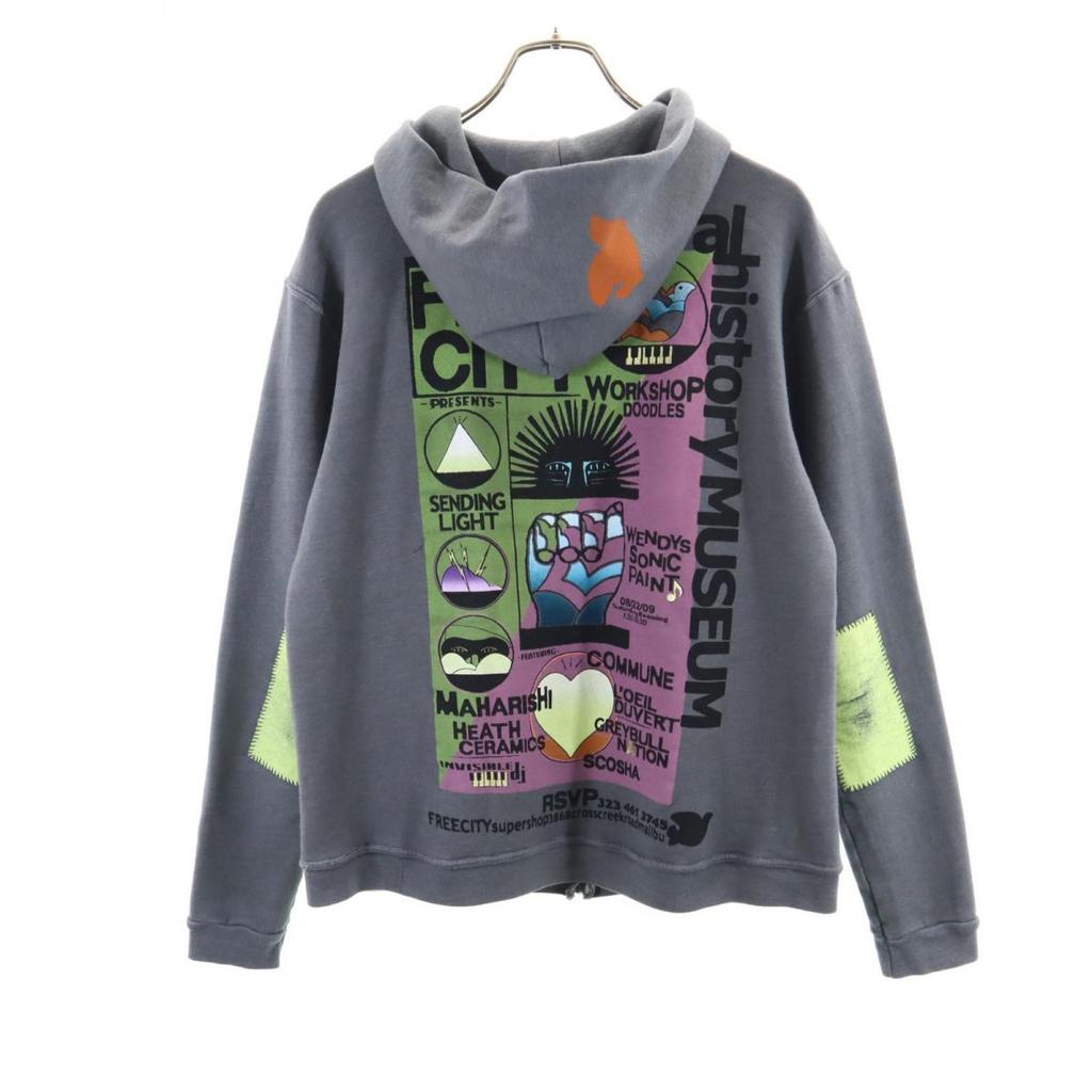 BIG BIGGER BIGGEST Made in USA Long sleeve Zip hoodie 3 Gray Back brushed Men's Used