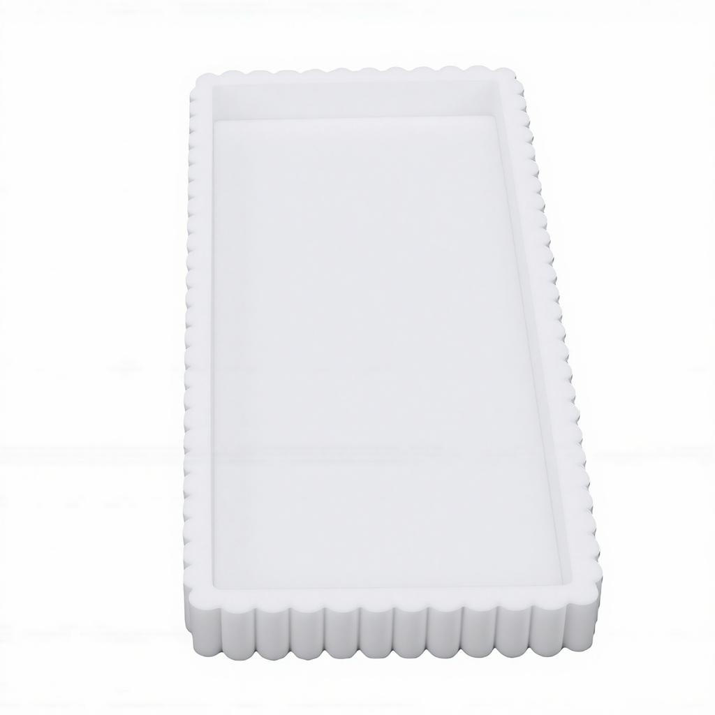 Bathroom Vanity Tray Marble Pattern Water Proof Silicone Rectangle Countertop Organizer Tray for Kitchen Bedroom White