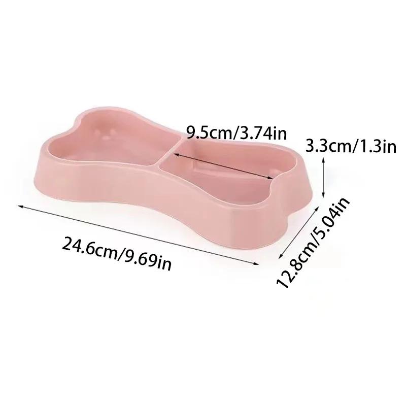 Plastic Pet Double Bowls for Cats Dogs 2-in-1 Food Water Feeder Non-Slip Durable Feeding Bowl