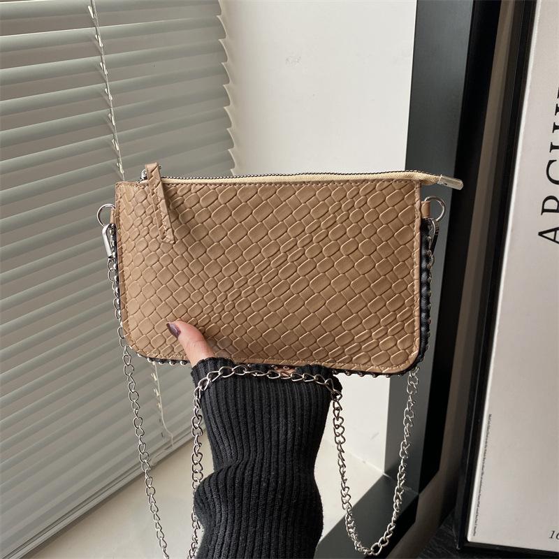 New chain tote bag high-end niche design chain shoulder bag clutch bag solid color simple messenger bag women