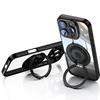 For iPhone 16 Pro Magnetic Case PC+TPU Phone Cover with Rotating Metal Kickstand,Lens Protector