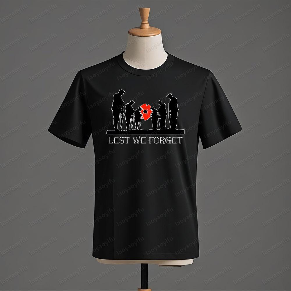 DDay Lest We Forget TShirt Anniversary Veterans Day Honour Our Armed Forces Remembrance Day Tshirt Men Summer Cotton Tee Tops