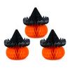Set of 10 Orange Tissue Pumpkin Decorations Stylish Hanging Honeycomb Sphere for Halloween Festivities