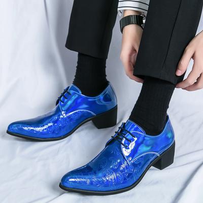 Fashion Luxury Designer New Arrival Men's Charm Blue Black Pointed Lace Up Shoes Male Formal Wedding Prom Dress Prom Loafers Homecoming