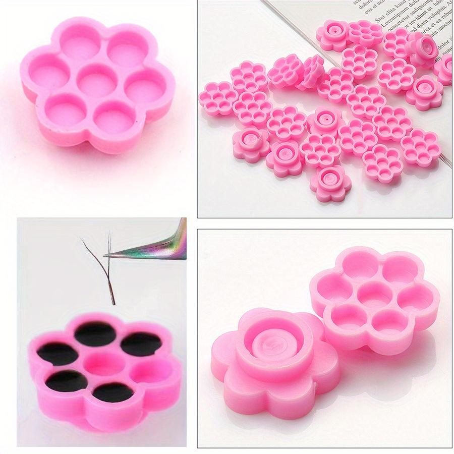300pcs Eyelash Extension Pink Flower Glue Delay Cup Tattoo Adhesive Pigment Holders Grafting Eye lashes Holding Trays Tools
