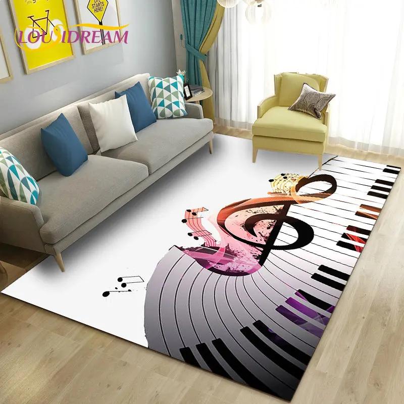 Alfombra grande con notas musicales hermosas en 3D, alfombra para sala de estar, dormitorio, sofá, decoración de cocina, alfombra antideslizante para juegos de niños