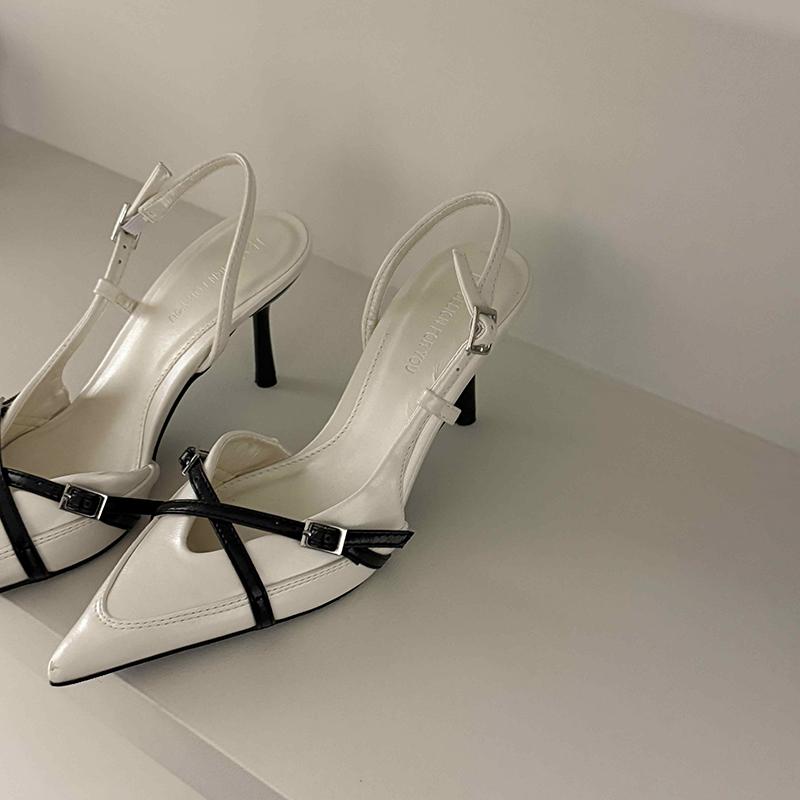 Street Style Pointed Toe Women Muels Sandals Design Style High Heels Banquet Party Dress Sandalias Shoes