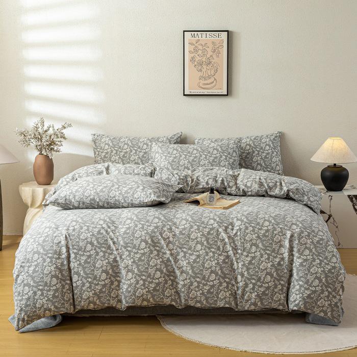 2025 Dickes Hochgewicht Retro Leinen-Print Vierteiliges Set