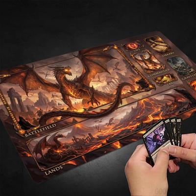 Ancient Lava Dragon Mtg Playmat Magic Card Mat With Stitched Edge Nonslip Durable Tabletop Playmat Board Game Mat For Tcg