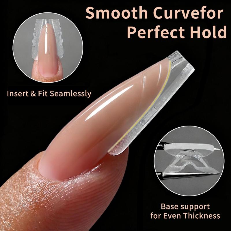 3D Layered Reusable Nail Dual Forms 240Pcs Clear Oval 15 Sizes French Style for DIY Nail Art Beginner Learners