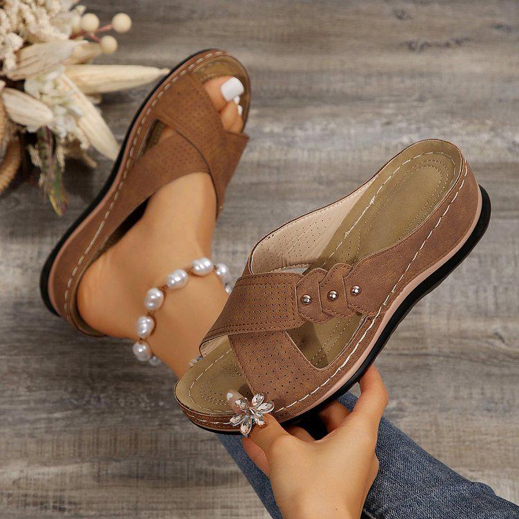 2024 Summer Versatile Non-slip Lightweight Flat Wedge Sandals - Super Comfortable & Large Size Option