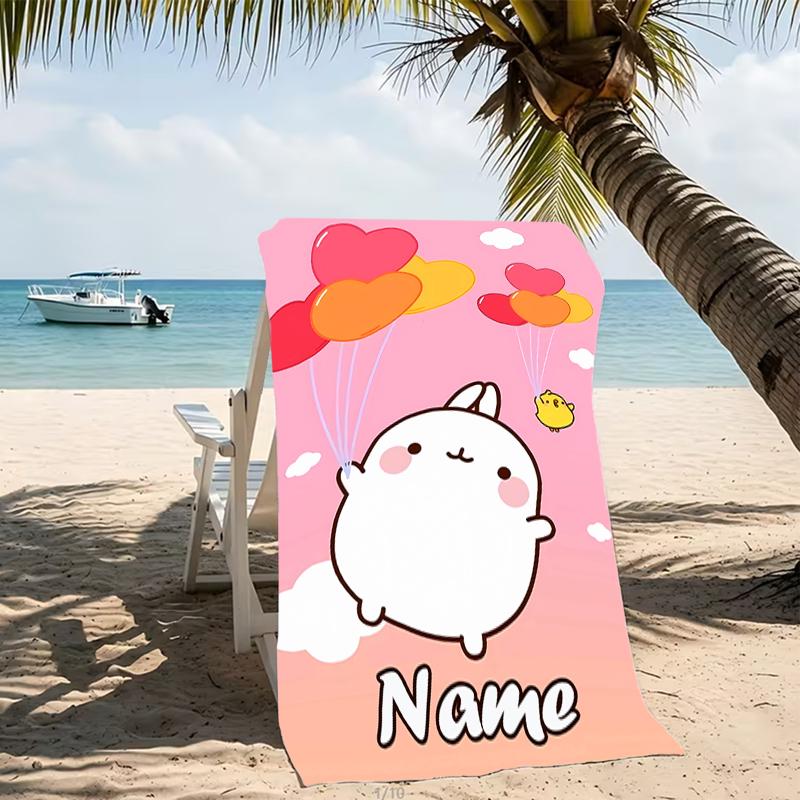 Customizable personalized beach towels Molang themed designs.Suitable for the beach, yoga, sports;ideal as beach accessories