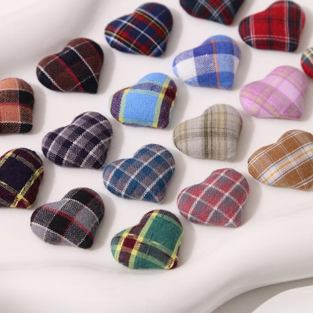 20pcs Heart Button Mini Buttons Patches Plaid Cloth Clothing Sewing Buttons Clothing Decoration