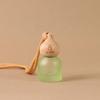 Gourd-Shaped Car Air Freshener Pendant with Lanyard, Frosted Glass Bottle, Beech Wood Lid, Multiple Colors.